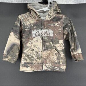 Cabela's Baby Camo Zip-Up Hoodie Sweatshirt 12-18MO Brown Camouflage
